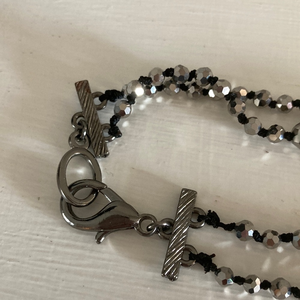 Unique black/gray tone beaded 2-strand necklace - Picture 5 of 6